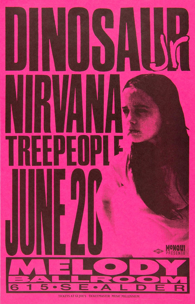 1991 Dinosaur Jr. & Nirvana 13 x 17 Inch Reproduction Concert Memorabilia Poster
