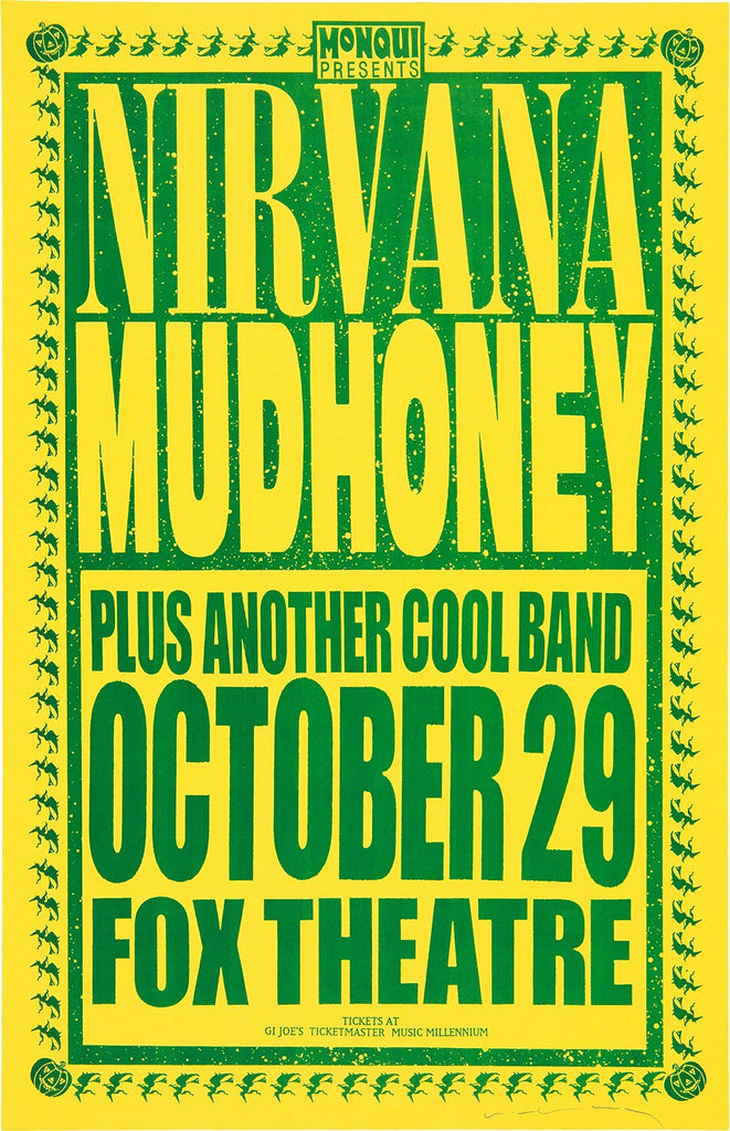 1991 Nirvana & Mudhoney Fox Theater 13 x 17 Inch Reproduction Concert Memorabilia Poster