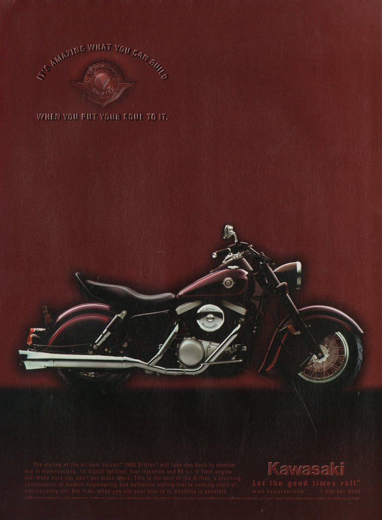 1999 Vintage KAWASAKI Vulcan 1500 Drifter Motorcycle Print Ad