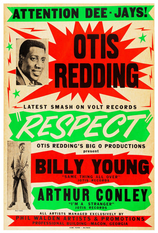 1967 Otis Redding Respect LP 13 x 17 Inch Reproduction Record Promo Concert Memorabilia Poster
