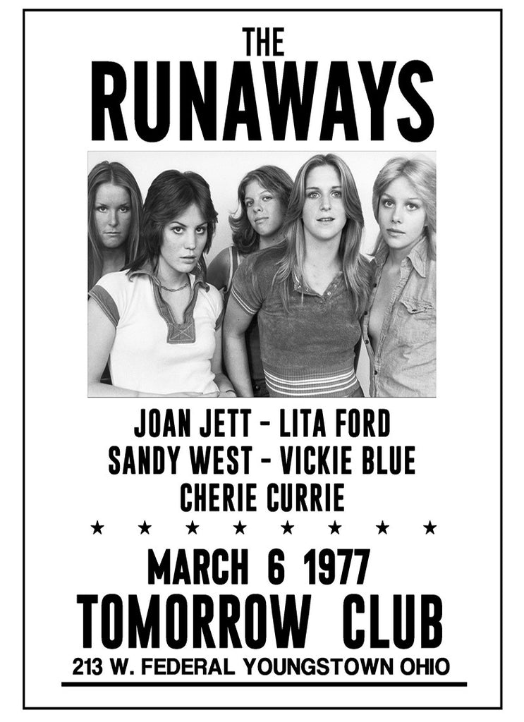 1977 Runaways Agora Youngstown OH 13 x 17 Inch Reproduction Concert Memorabilia Poster