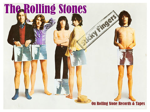 1971 Rolling Stones Sticky Fingers LP 13 x 17 Inch Reproduction record Promo Memorabilia Poster