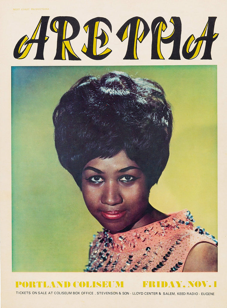 1968 Aretha Franklin Portland OR 13 x 17 Inch Reproduction Soul Concert Memorabilia Poster