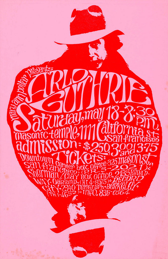 1968 Arlo Guthrie Masonic Temple San Francisco CA 13 x 17 Inch Reproduction Concert Memorabilia Poster