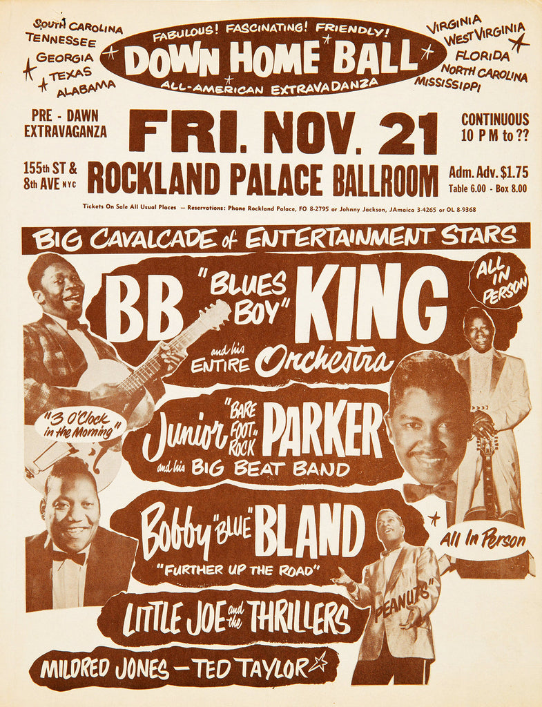 Copy of 1958 B.B. King Bobby Bland Rockland Palace Ballroom 13 x 17 Inch Reproduction Concert Memorabilia Poster