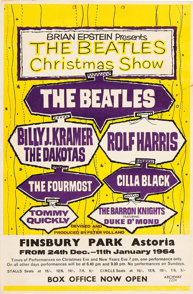 1963-64 Beatles Christmas Show Finsbury Park Astoria 13 x 17 Inch Reproduction Concert Memorabilia Poster