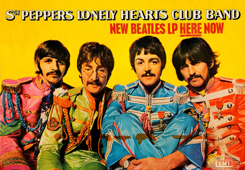 1968 Beatles Sgt. Peppers Lonely Hearts Club Band LP 13 x 17 Inch Reproduction Record Promo Memorabilia Poster