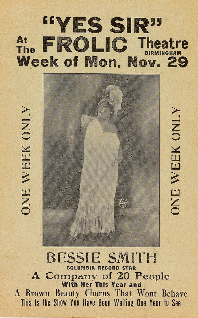 1926 Bessie Smith Frolic Theater Birmingham AL 13 x 17 Inch Reproduction Early Blues Concert Memorabilia Poster