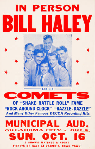 1955 Bill Haley & His Comets Oklahoma City OK 13 x 17 Inch Reproduction Concert Memorabilia Poster