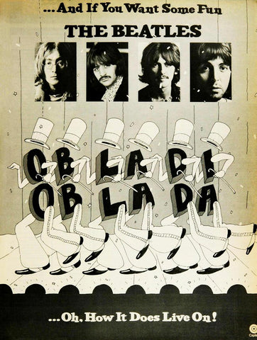 1976 Beatles Ob-La-Di-Ob-La-Da 45RPM 13 x 17 Inch Reproduction Record Promo Memorabilia Poster