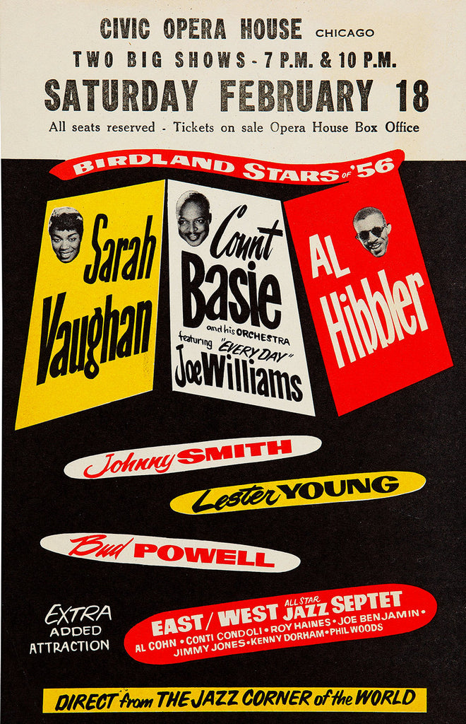 1956 Sarah Vaughn Birdland Jazz Stars Of '56 Civic Opera House Chicago IL 13 x 17 Inch Reproduction Concert Memorabilia Poster