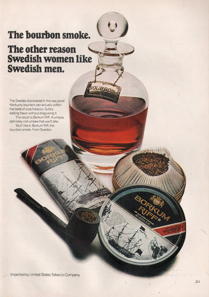 1971 Vintage BORKUM RIFF Pipe Smoking Tobacco Print Ad