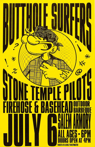 1993 Butthole Surfers & Stone Temple Pilots Salem Armory 13 x 17 Inch Reproduction Concert Memorabilia Poster