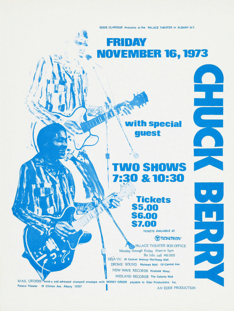 Copy of 1973 Chuck Berry Palace Theater Albany NY 13 x 17 Inch Reproduction Concert Memorabilia Poster