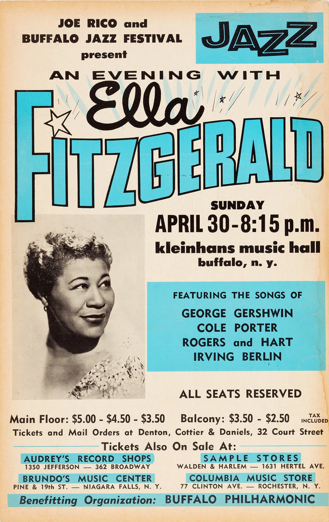 1961 Ella Fitzgerald Buffalo Jazz Festival 13 x 17 Inch Reproduction Concert Memorabilia Poster