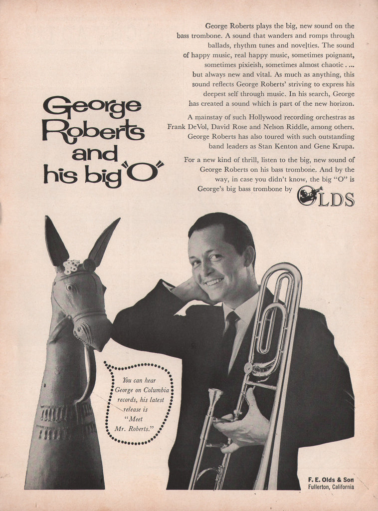 1961 Vintage OLDS Trombone Musical Instrument GEORGE ROBERTS COLUMBIA Print Ad