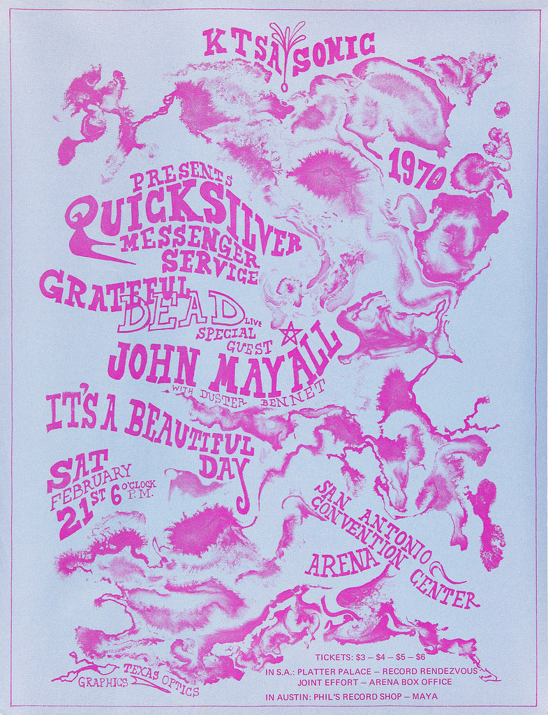 1970 Grateful Dead San Antonio TX 13 x 17 Inch Reproduction Concert Memorabilia Poster
