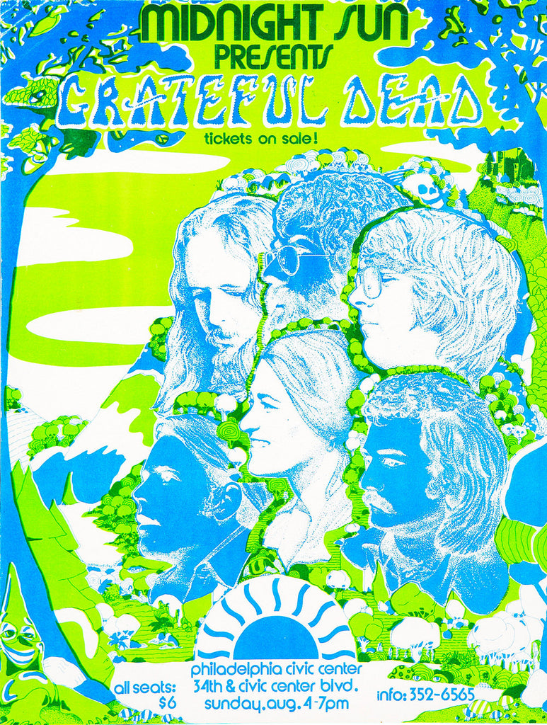 1974 Grateful Dead Philadelphia PA 13 x 17 Inch Reproduction Concert Memorabilia Poster