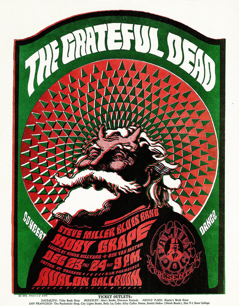 1966 Grateful Dead Avalon Ballroom 12 x 16 Inch Reproduction Concert Memorabilia Poster