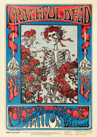 1967 Grateful Dead Avalon Ballroom Roses 13 x 17 Inch Reproduction Soul Concert Memorabilia Poster