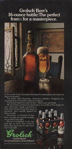 1981 Vintage GROLSCH Holland Beer Breweriana Print Ad