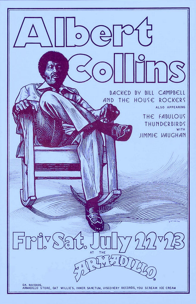 1977 Albert Collins The Armadillo 13 x 17 Inch Reproduction Blues Concert Memorabilia Poster