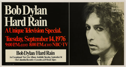 1976 Bob Dylan Hard Rain 11 x 19 Inch Reproduction Promo LP & TV Print Ad Poster