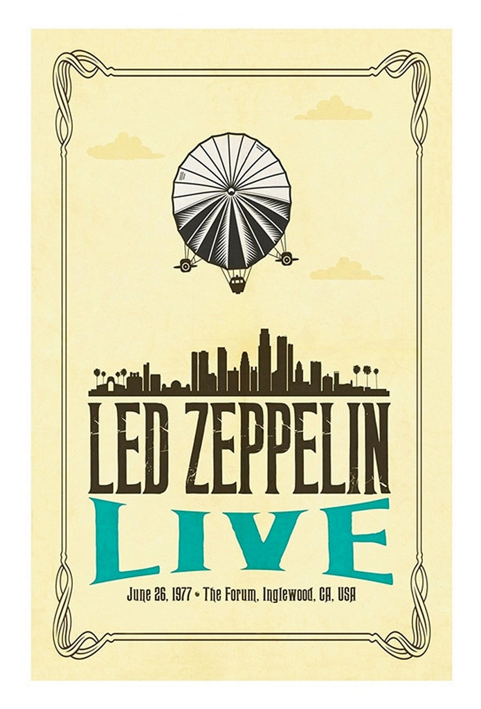 1977 Led Zeppelin the Forum Inglewood CA 13 x 17 Inch Reproduction Concert Memorabilia Poster