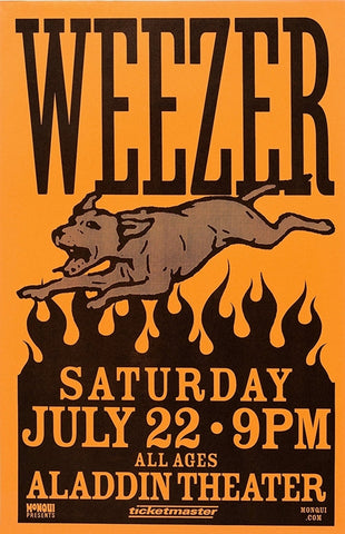 2000 Weezer Aladdin Theater 13 x 17 Inch Reproduction Concert Memorabilia Poster
