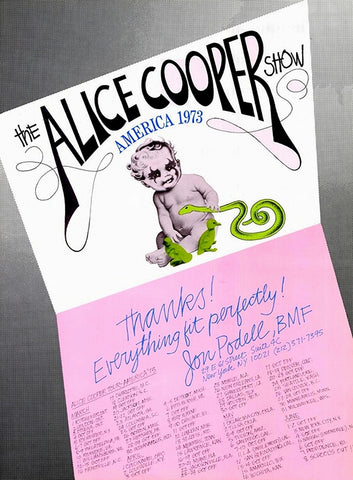 1973 Alice Cooper Billion Dollar Babies Show 13 x 17 Inch Reproduction Promo Print Ad Poster