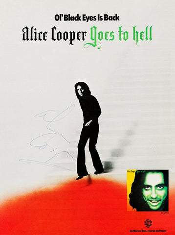 1976 Alice Cooper Goes To Hell LP Signed 13 x 17 Inch Reproduction Record Promo Print Ad Poster