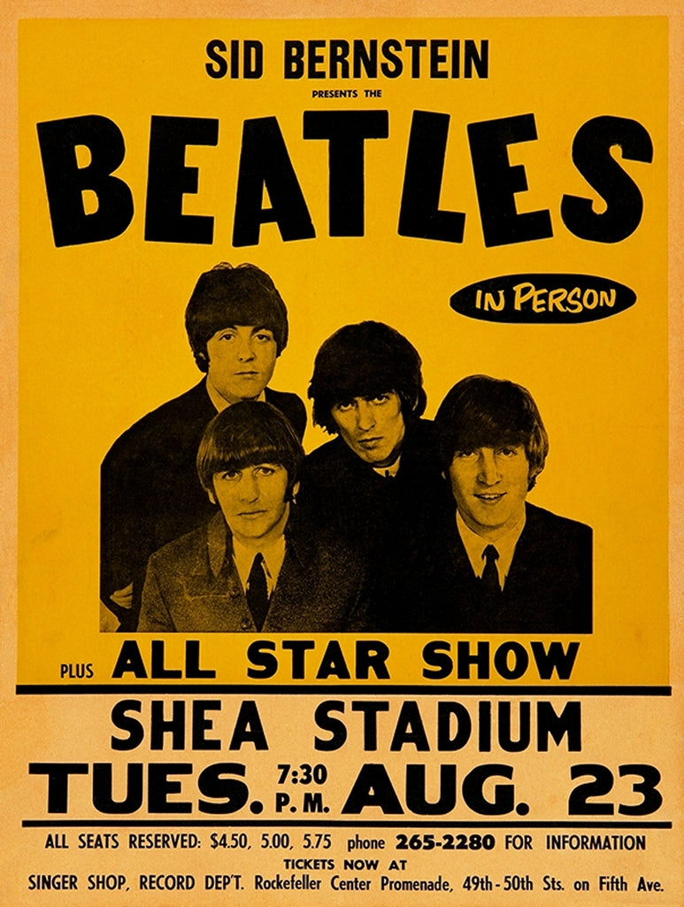 1966 Beatles Shea Stadium 13 x 17 Inch Reproduction Concert Memorabilia Poster