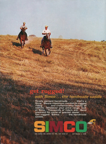 1966 Vintage Simco Western Riding Saddles Print Ad
