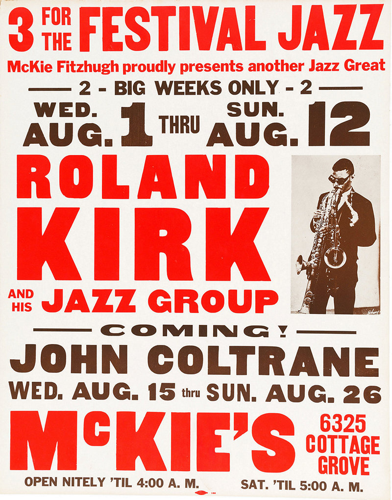 1962 Chicago Jazz Festival John Coltrane Roland Kirk 13 x 17 Inch Reproduction Jazz Concert Memorabilia Poster