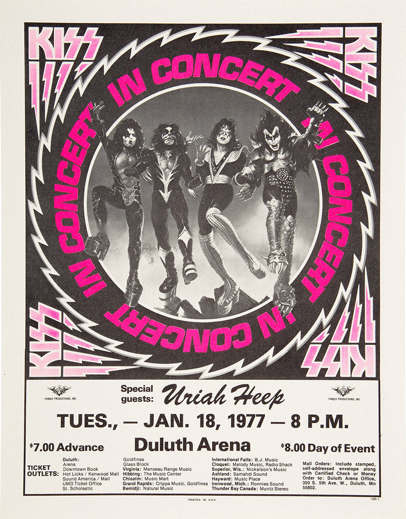 1977 Kiss Duluth MN Rock and Roll Over Tour 13 x 17 Inch Reproduction Concert Memorabilia Poster