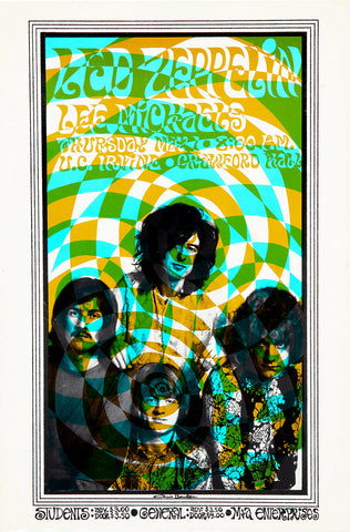 1969 Led Zeppelin Irvine CA 13 x 17 Inch Reproduction Concert Memorabilia Poster