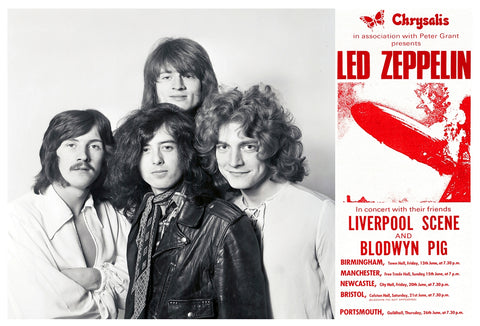 1969 Led Zeppelin UK Tour 13 x 17 Inch Reproduction Concert Memorabilia Poster