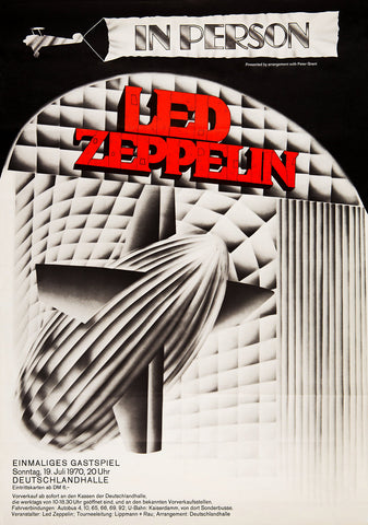 1970 Led Zeppelin Berlin Germany 13 x 17 Inch Reproduction Concert Memorabilia Poster
