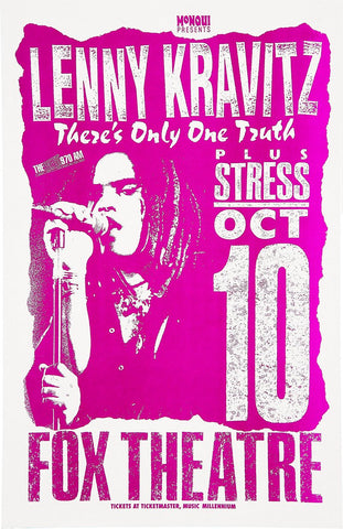 1991 Lenny Kravitz Fox Theater 13 x 17 Inch Reproduction Concert Memorabilia Poster