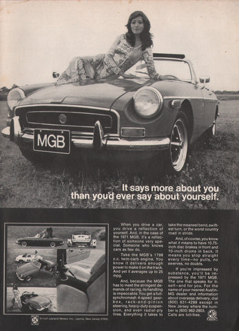 1971 Vintage MGB British Sports Car Automobile Print Ad