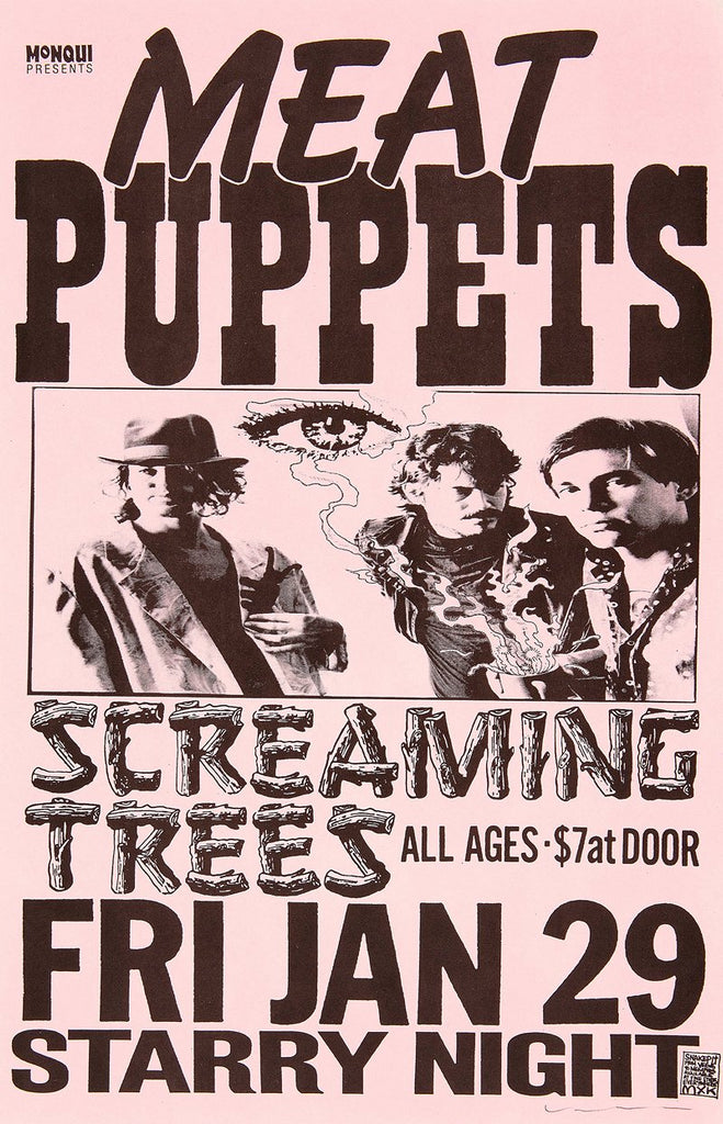 1988 Meat Puppets & Screaming Trees Starry Night 13 x 17 Inch Reproduction Concert Memorabilia Poster