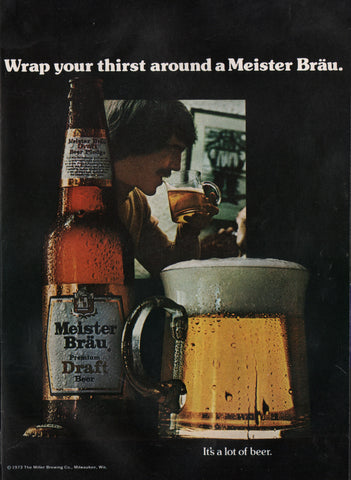 1973 Vintage MEISTER BRAU Draft Beer Breweriana Print Ad