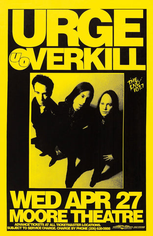1994 Urge Overkill Moore Theater 13 x 17 Inch Reproduction Concert Memorabilia Poster