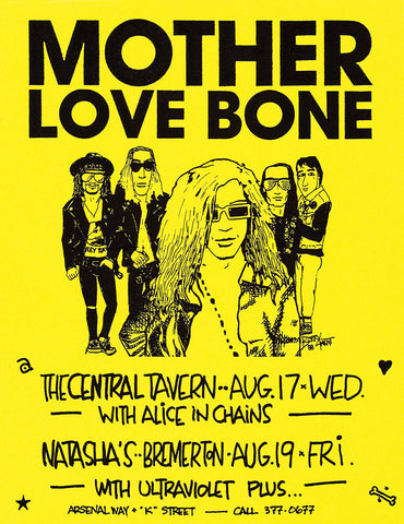 1988 Mother Love Bone Alice In Chains 13 x 17 Inch Reproduction Concert Memorabilia Poster