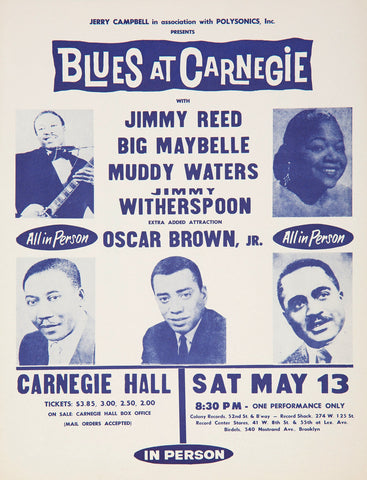 1961 Muddy Watters Jimmy Reed Blues At Carnegie Show 13 x 17 Inch Reproduction Concert Memorabilia Poster