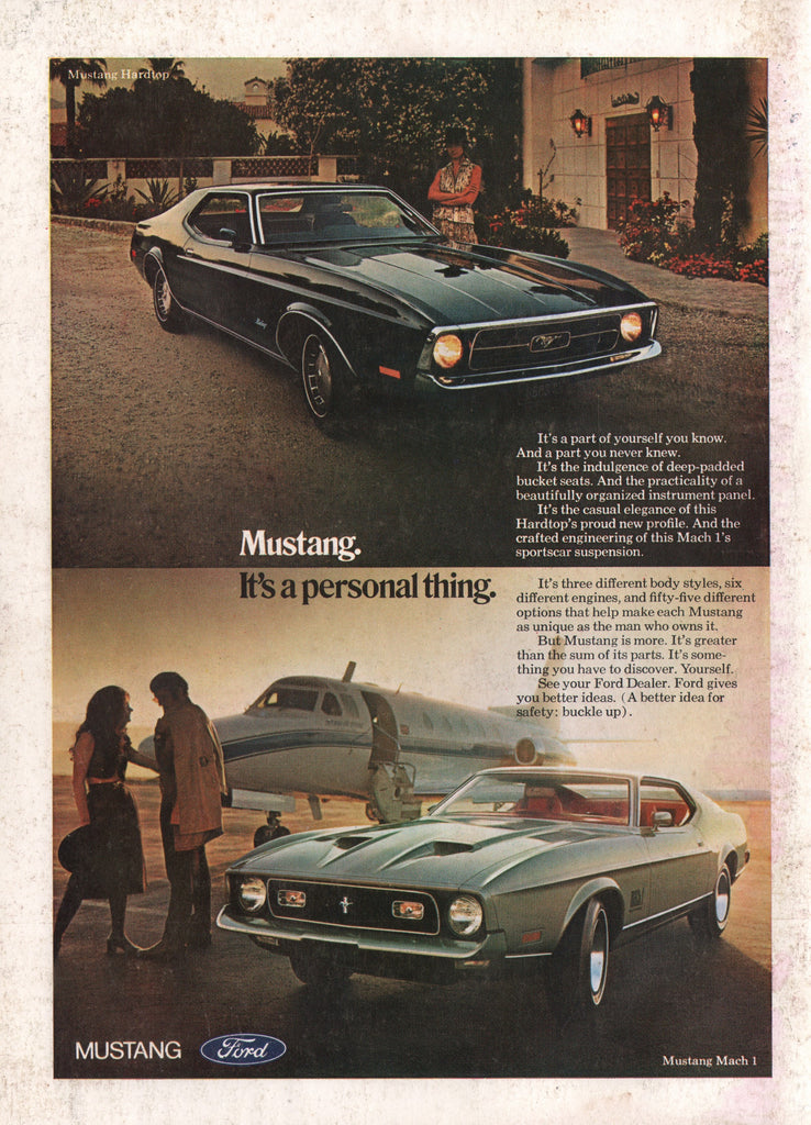 1971 Vintage FORD MUSTANG Sports Car Automobile Print Ad