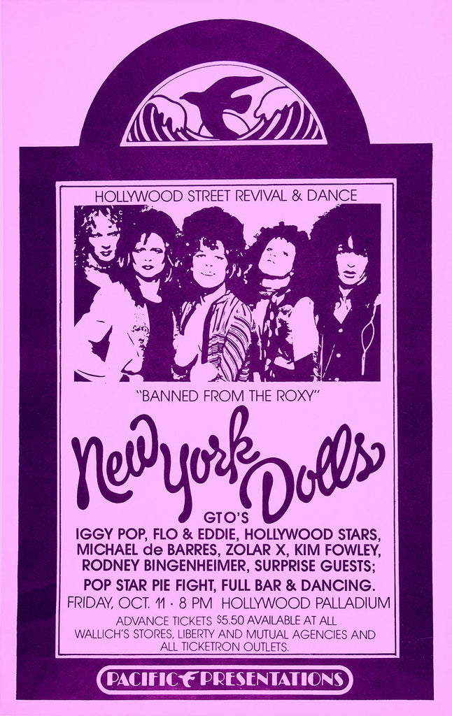 1974 NEW YORK DOLLS Hollywood Palladium LA 12 x 16 Inch Reproduction Concert Memorabilia Poster
