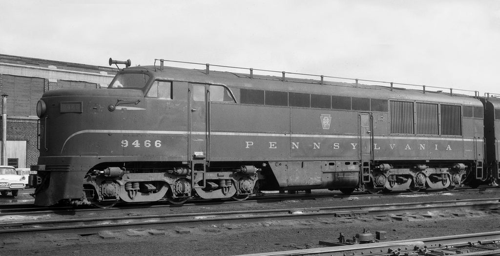 1961 Pennsylvania Railroad FM-Erie Locomotive #9466 Richmond IN 13 x 19 Reproduction Railroad Poster