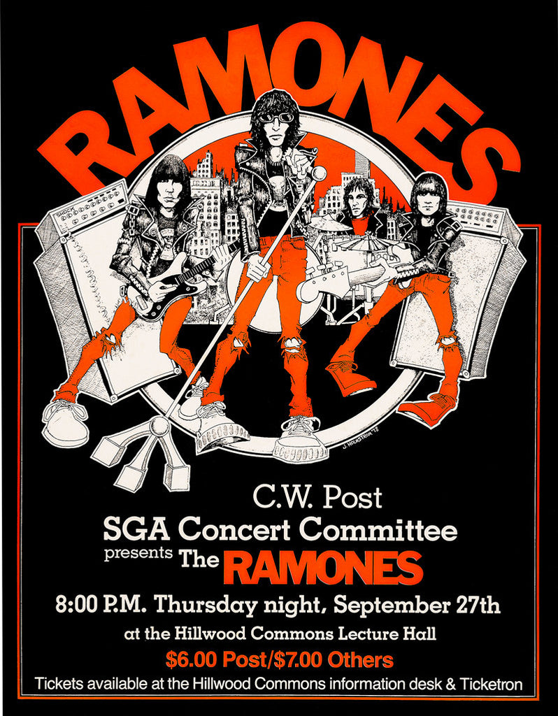 1978 Ramones C.W. Post Brookville NY 13 x 17 Inch Reproduction Concert Memorabilia Poster