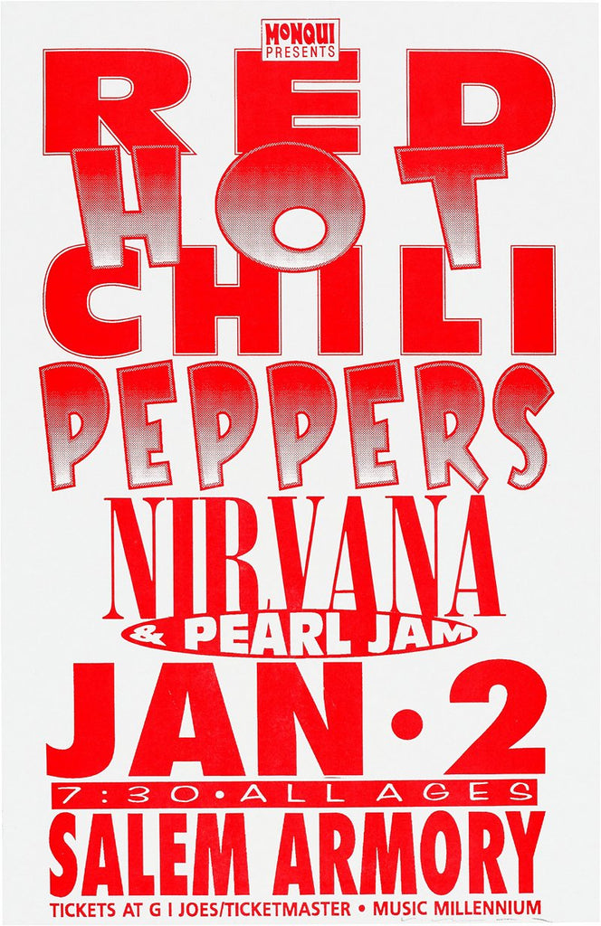 1992 Red Hot Chili Peppers Salem Armory13 x 17 Inch Reproduction Concert Memorabilia Poster